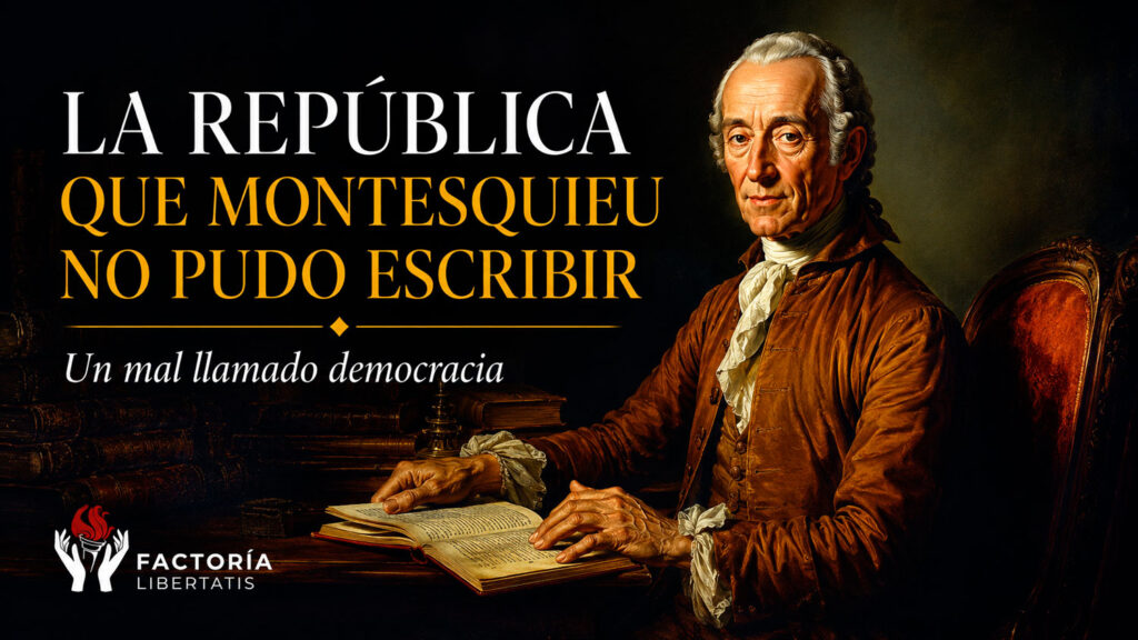 Representación de Montesquieu, la separación de poderes y el debate sobre las instituciones republicanas, los contrapesos y el gobierno mixto como fundamento de la libertad política.